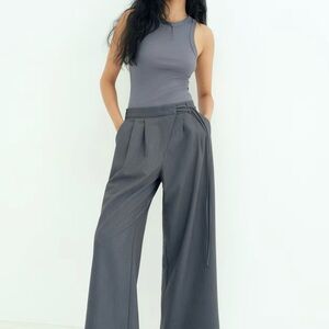 Women's Gray Wide-Leg Pants